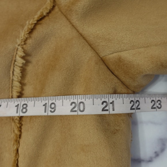 Vtg Penny Lane Faux Suede Shearling Jacket Womens L Tan Honey Toggle Deadstock - Picture 6 of 11